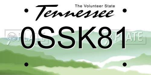 0SSK81 Tennessee License Plate