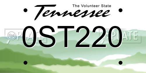 0ST220 Tennessee License Plate
