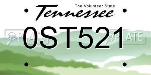 0ST521 Tennessee License Plate