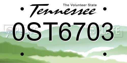 0ST6703 Tennessee License Plate
