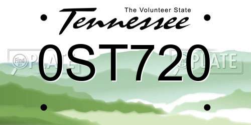 0ST720 Tennessee License Plate