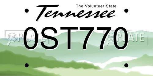 0ST770 Tennessee License Plate