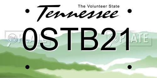 0STB21 Tennessee License Plate