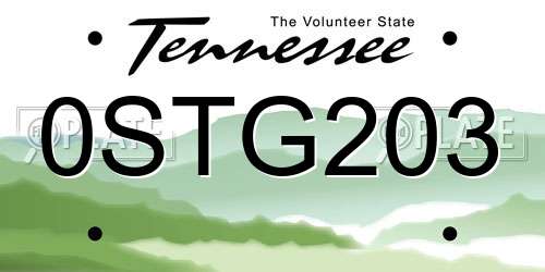 0STG203 Tennessee License Plate