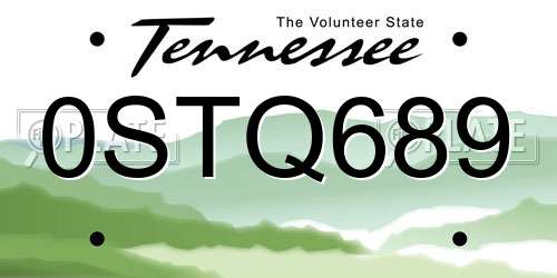 0STQ689 Tennessee License Plate