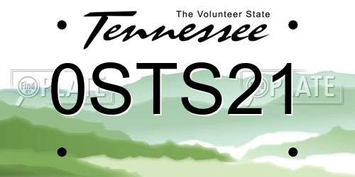 0STS21 Tennessee License Plate