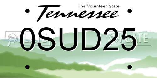 0SUD25 Tennessee License Plate