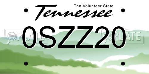 0SZZ20 Tennessee License Plate