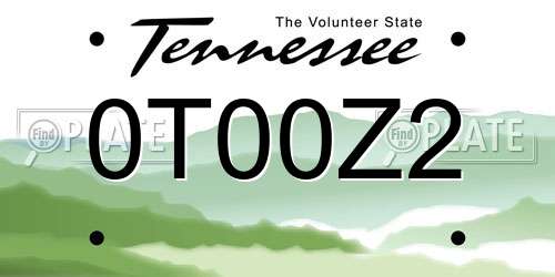 0T00Z2 Tennessee License Plate