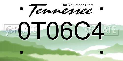 0T06C4 Tennessee License Plate