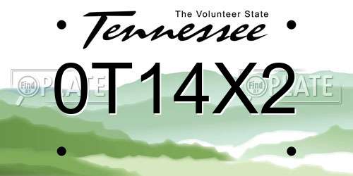 0T14X2 Tennessee License Plate