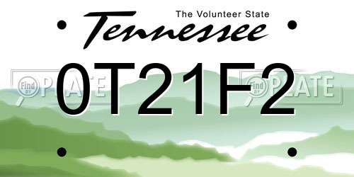 0T21F2 Tennessee License Plate
