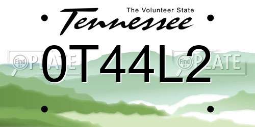 0T44L2 Tennessee License Plate
