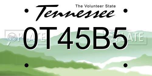 0T45B5 Tennessee License Plate
