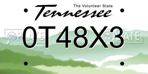 0T48X3 Tennessee License Plate