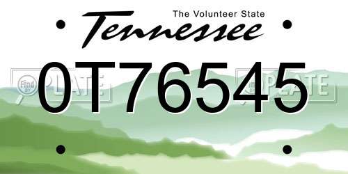 0T76545 Tennessee License Plate