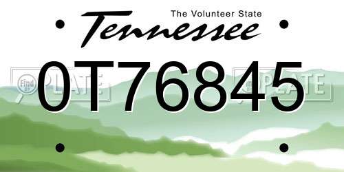 0T76845 Tennessee License Plate