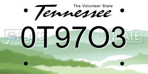 0T97O3 Tennessee License Plate