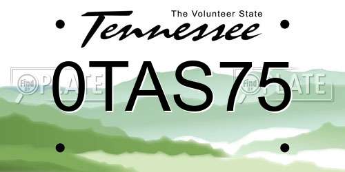 0TAS75 Tennessee License Plate