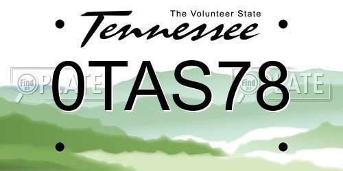0TAS78 Tennessee License Plate