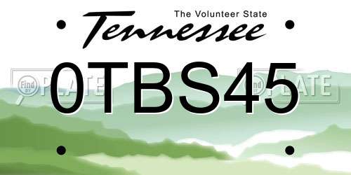 0TBS45 Tennessee License Plate