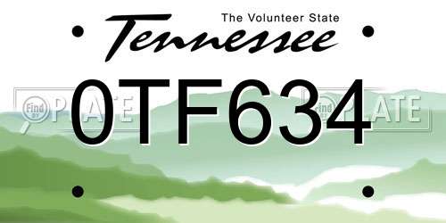 0TF634 Tennessee License Plate