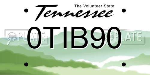 0TIB90 Tennessee License Plate