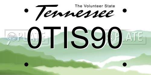 0TIS90 Tennessee License Plate