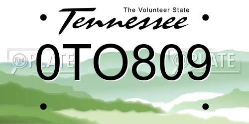 0TO809 Tennessee License Plate