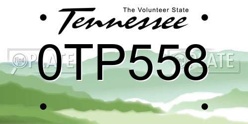 0TP558 Tennessee License Plate