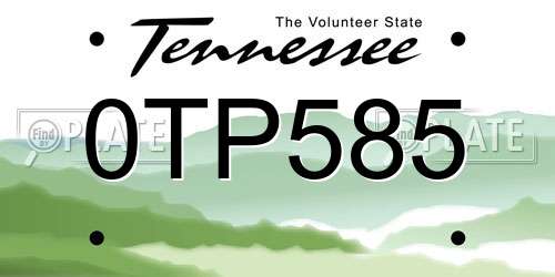 0TP585 Tennessee License Plate