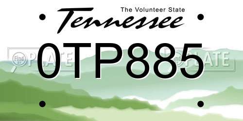 0TP885 Tennessee License Plate