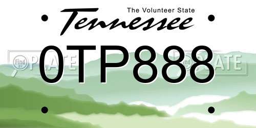 0TP888 Tennessee License Plate