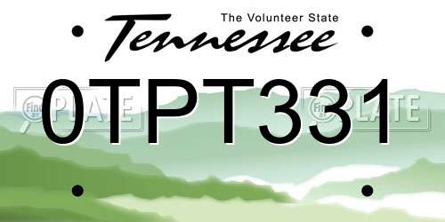 0TPT331 Tennessee License Plate