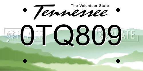 0TQ809 Tennessee License Plate