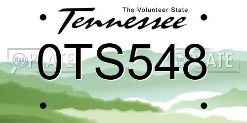 0TS548 Tennessee License Plate