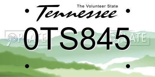 0TS845 Tennessee License Plate