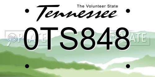 0TS848 Tennessee License Plate