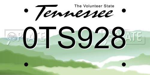 0TS928 Tennessee License Plate