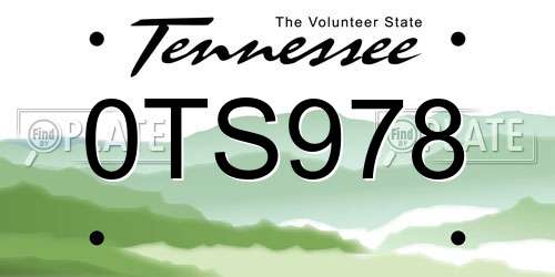 0TS978 Tennessee License Plate