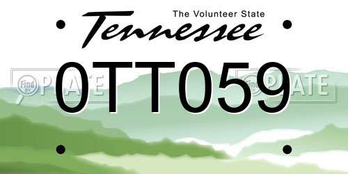 0TT059 Tennessee License Plate