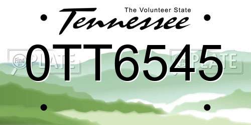 0TT6545 Tennessee License Plate