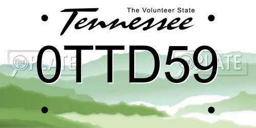 0TTD59 Tennessee License Plate