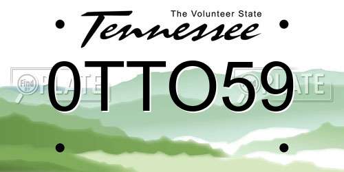 0TTO59 Tennessee License Plate