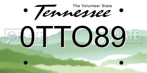 0TTO89 Tennessee License Plate