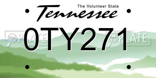0TY271 Tennessee License Plate