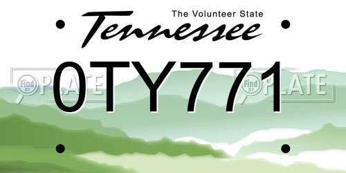 0TY771 Tennessee License Plate