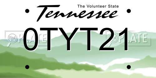 0TYT21 Tennessee License Plate