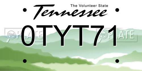 0TYT71 Tennessee License Plate