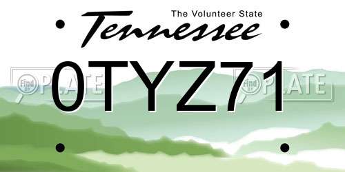 0TYZ71 Tennessee License Plate